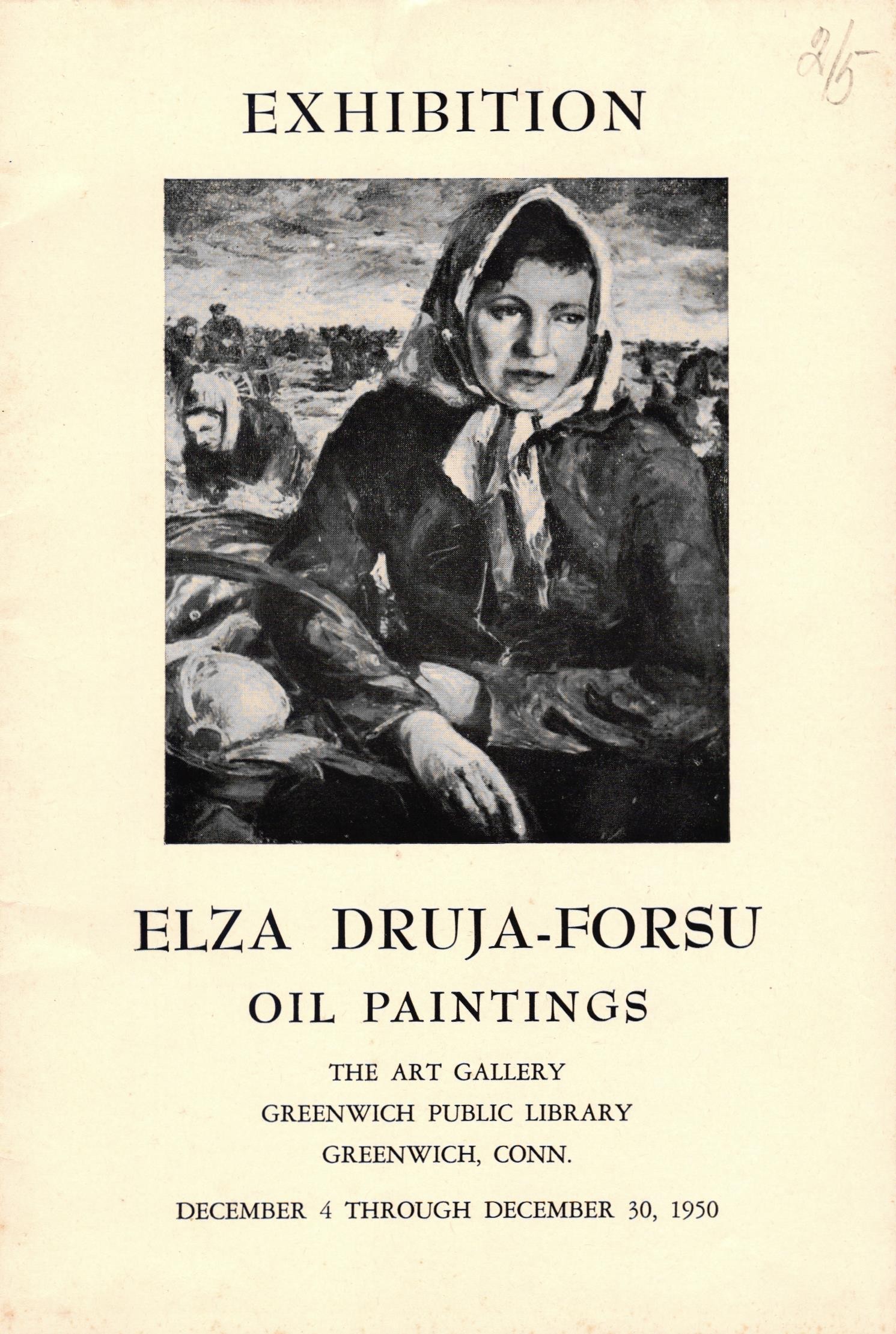 Elzas Drujas-Foršū gleznu izstādes Grīnvičas bibliotēkas mākslas galerijā Konektikutas štatā ASV katalogs. 1950. gads.