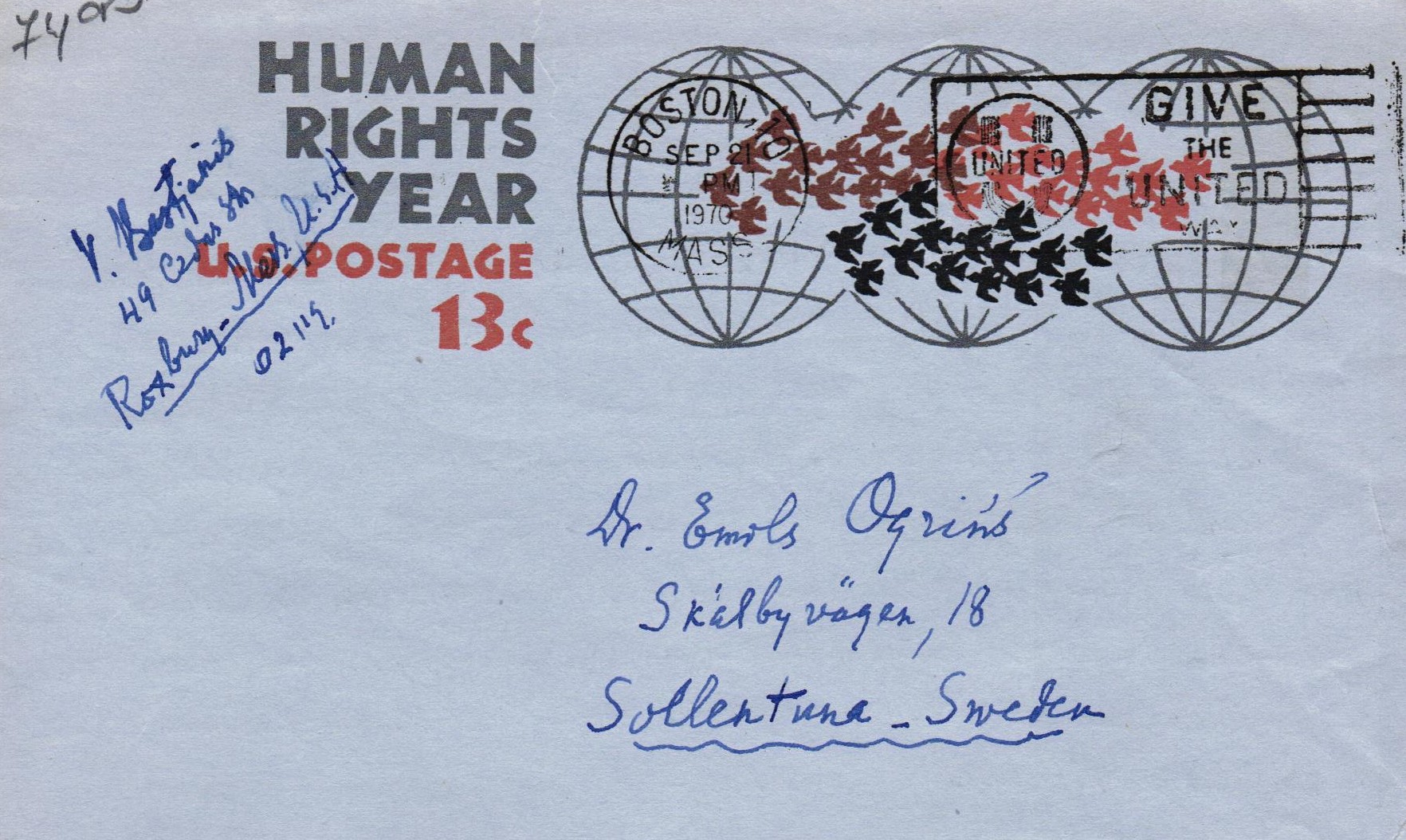 E.Ogriņa sarakste ar Voldemāru Bastjāni no ASV. 1970.g.