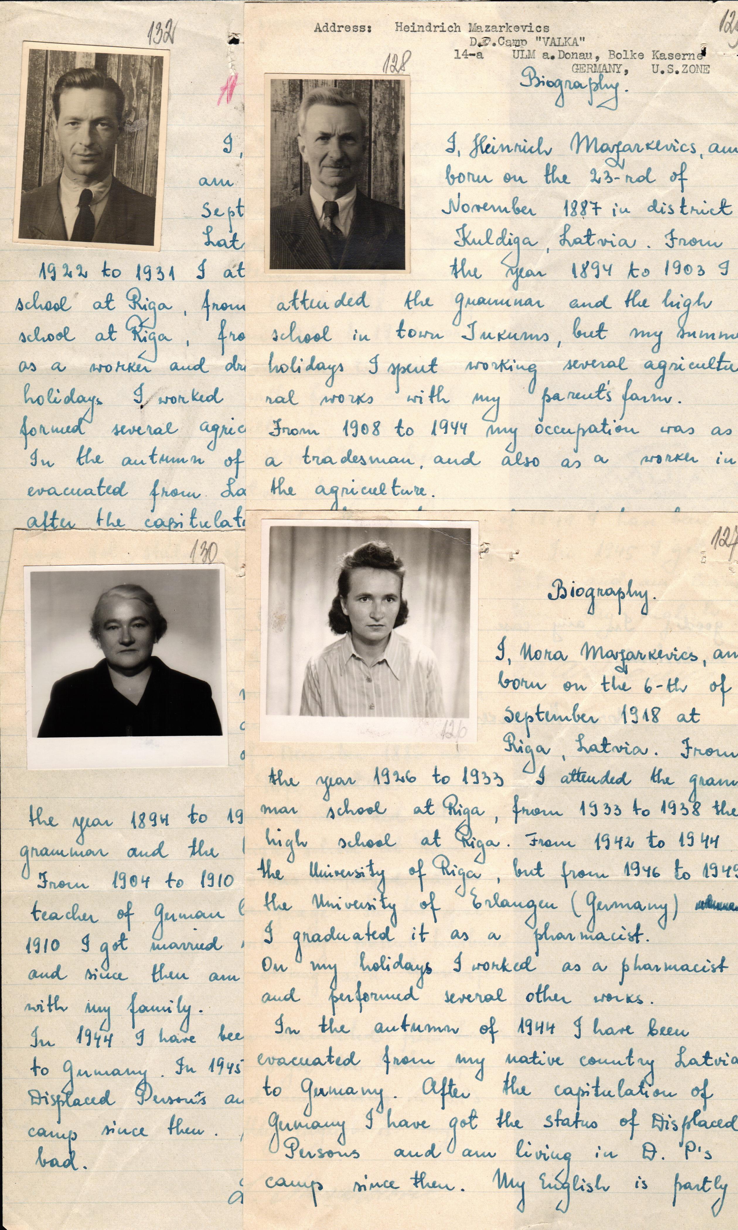 Mazarkeviču ģimenes sarakste ar Jāni Laupmani. 20. gs. 40. gadi.
